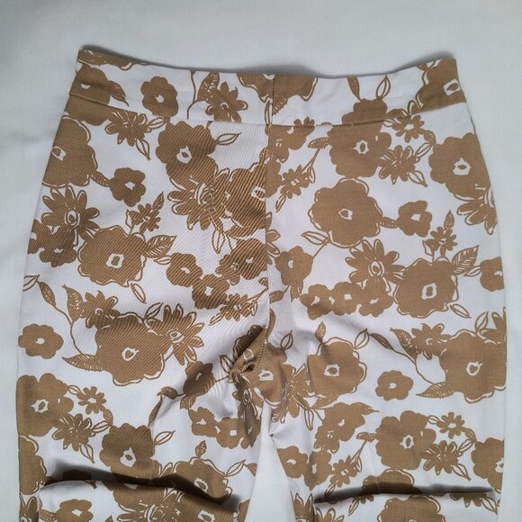 Vintage Y2K Summer White/Tan Flower Print Capris - Women's 8P (Petite) - Picture 3 of 6